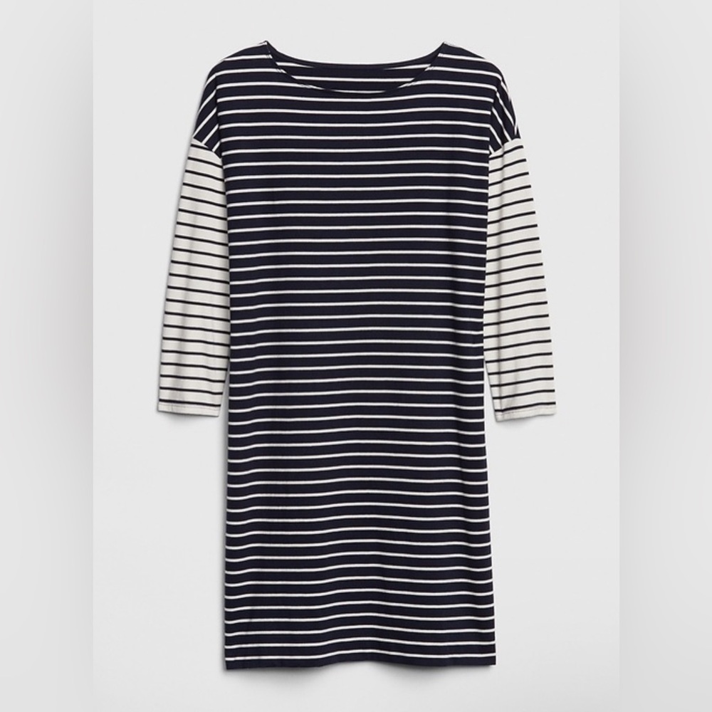 Gap Three-Quarter Sleeve Mix-Stripe T-Shirt Dress size small